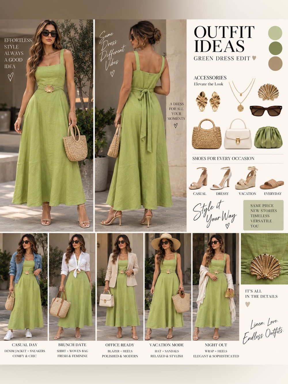 Sleeveless Square-Neck Maxi Dress in Soft Green